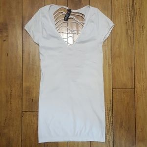 Pink Lipstick white mini dress